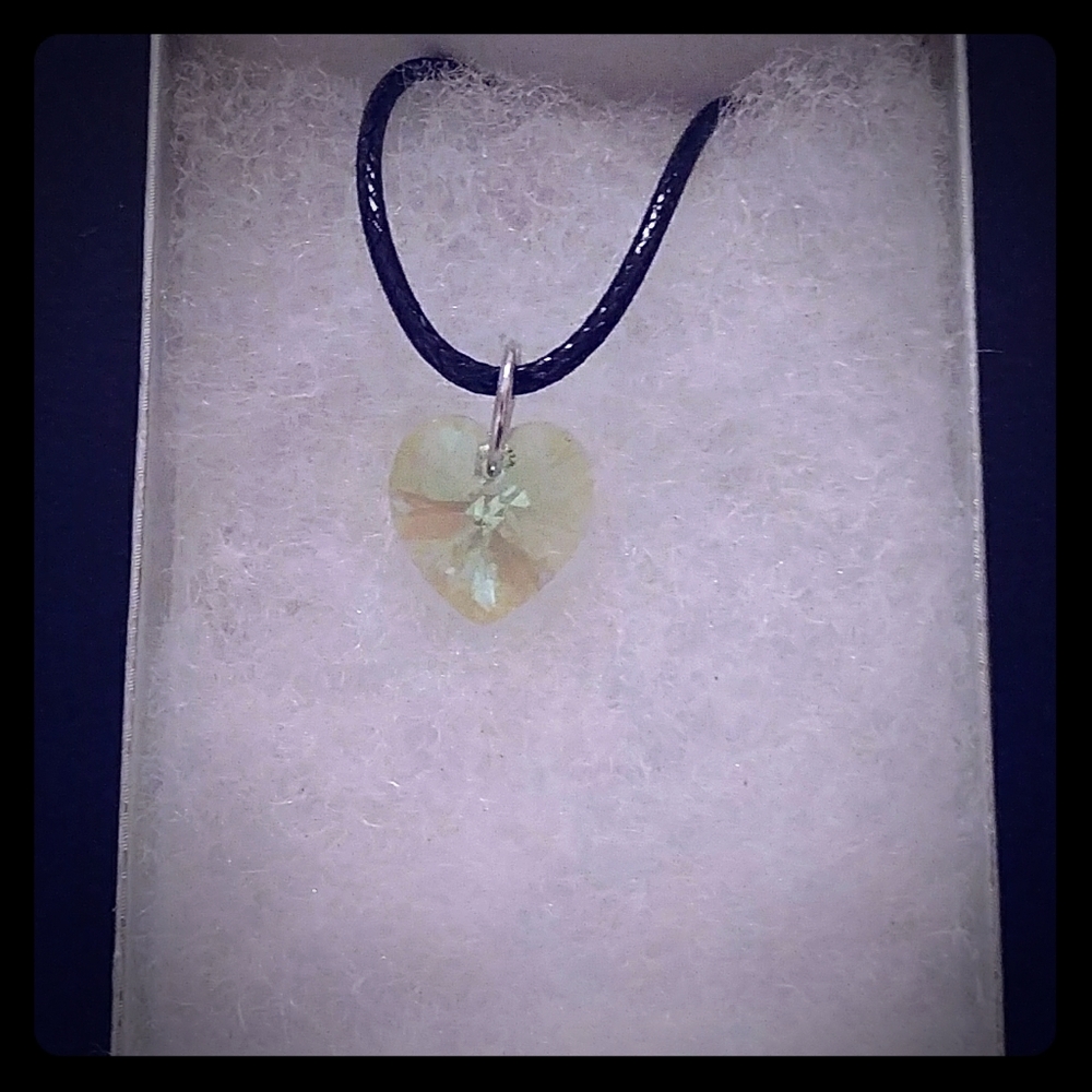 Pistachio Green Crystal Heart Necklace